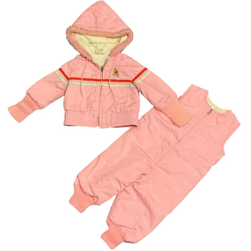 Vintage Winnie The Pooh 2-Piece Pink Snowsuit Toddler Size Medium (21-26 lbs)